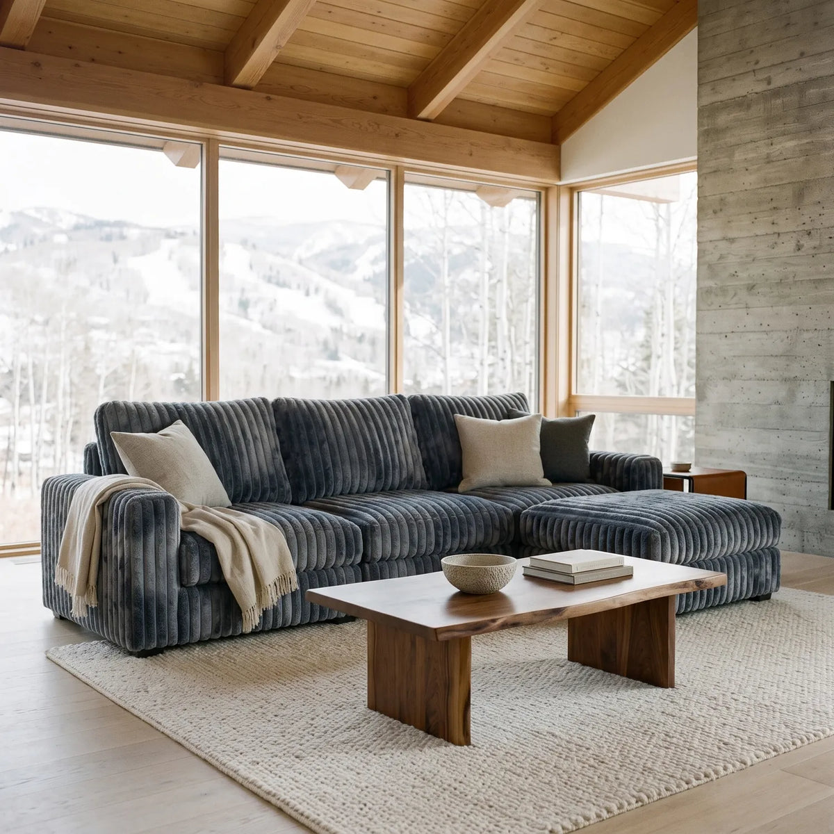 Four-Piece Chaise Sectional - Minky Charcoal Modular - hero (RHF arrangement)