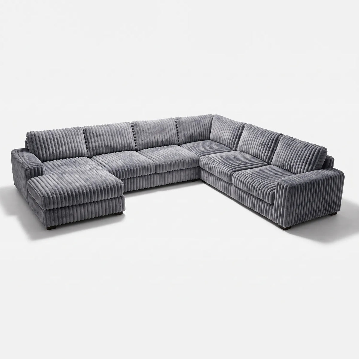 Four-Piece Chaise Sectional - Minky Charcoal Oversized - studio photo on white #Orientation_Left-Hand Facing