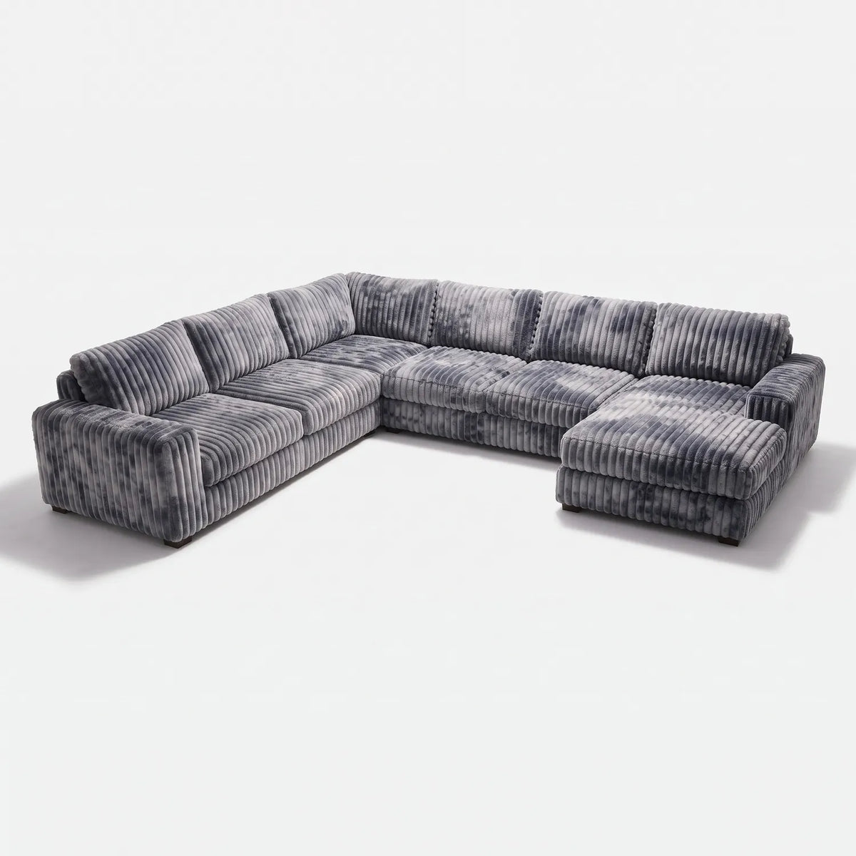 Four-Piece Chaise Sectional - Minky Charcoal Oversized - studio photo on white #Orientation_Right-Hand Facing #vera_main