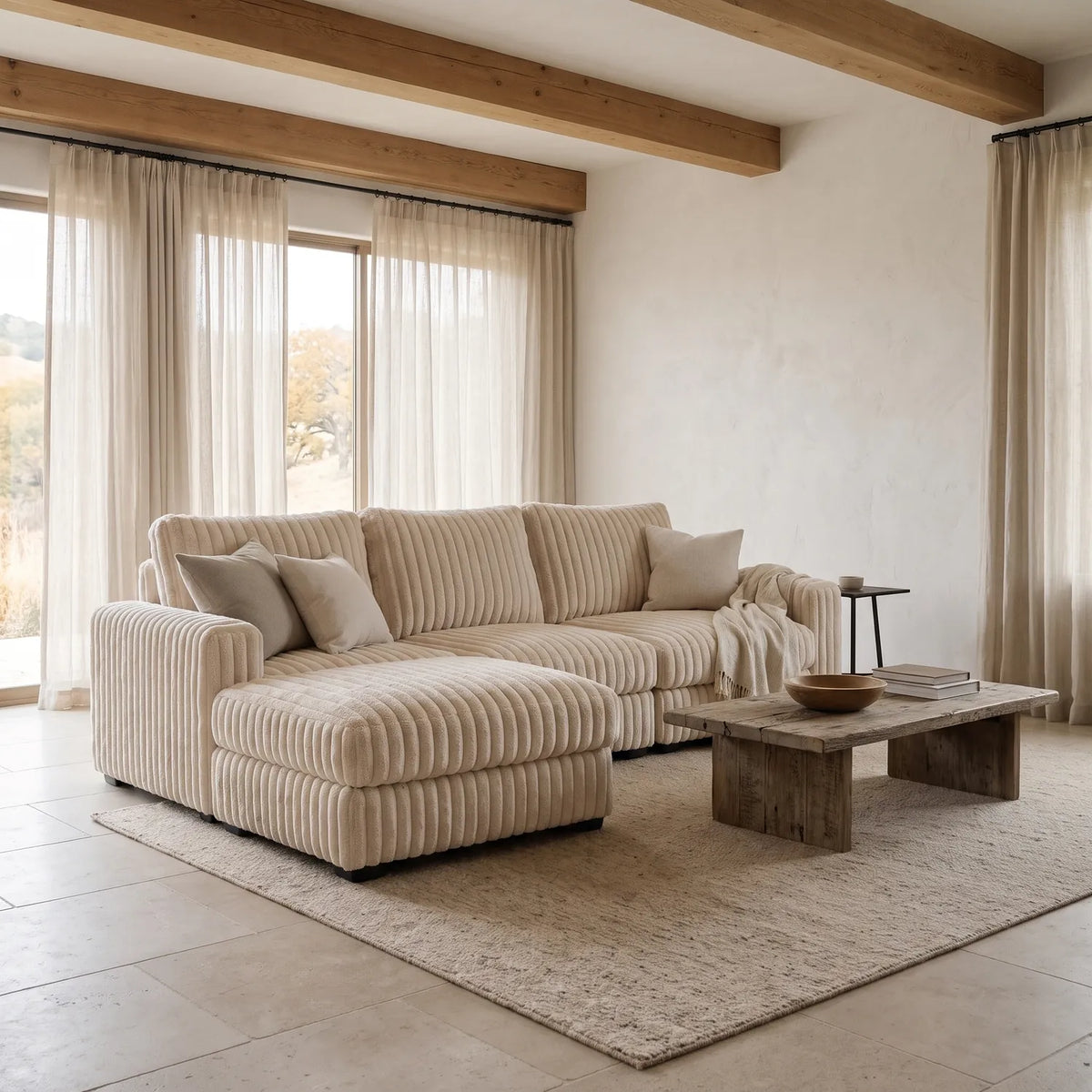 Four-Piece Chaise Sectional - Minky Cream Modular - hero (LHF arrangement)