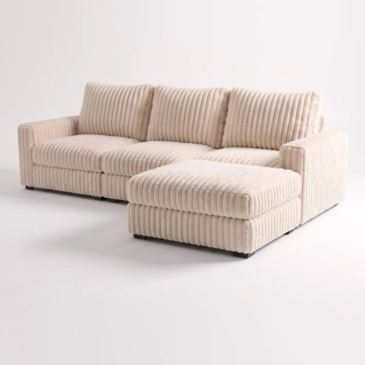 Four-Piece Chaise Sectional - Minky Cream Modular - studio photo on white (RHF arrangement) #vera_main