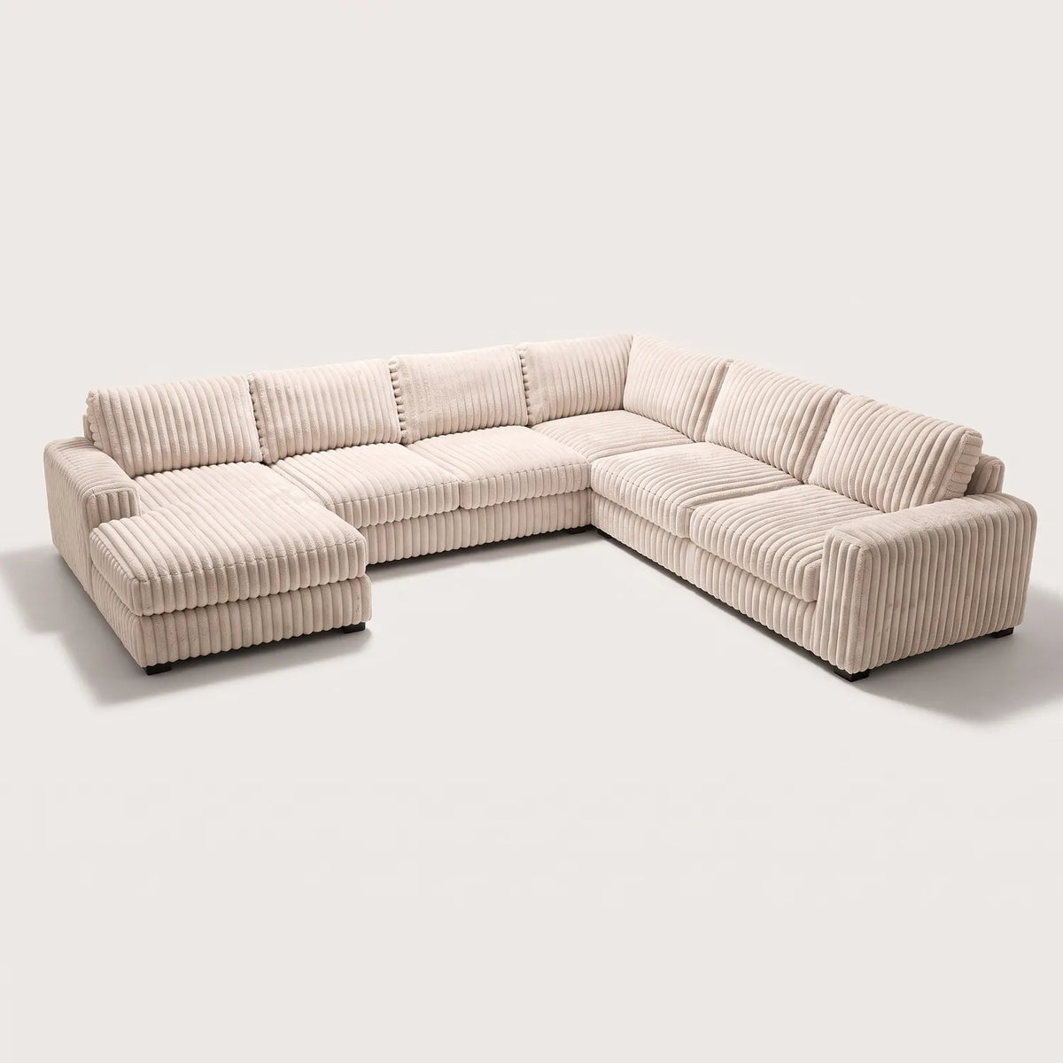 Four-Piece Chaise Sectional - Minky Cream Oversized - studio photo on white #Orientation_Left-Hand Facing