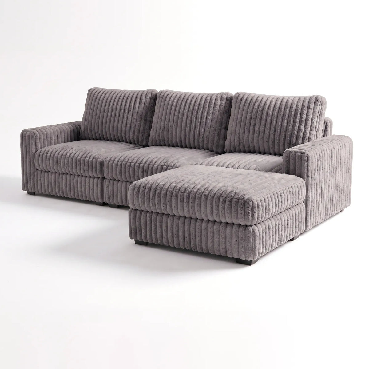 Four-Piece Chaise Sectional - Minky Grey Modular - studio photo on white (RHF arrangement) #vera_main