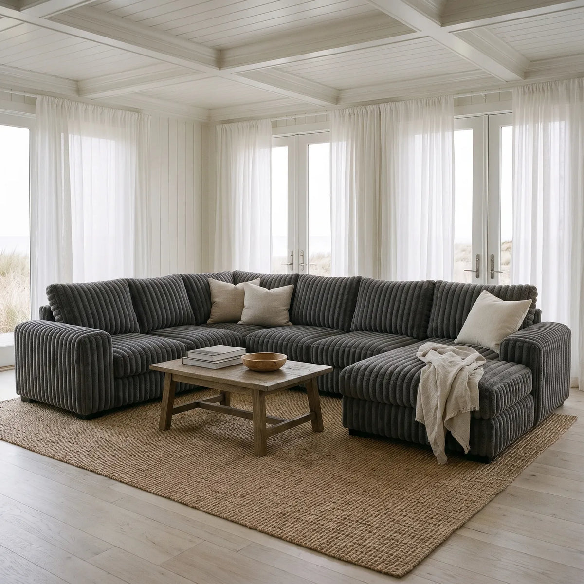 Four-Piece Chaise Sectional - Minky Grey - hero #Orientation_Right-Hand Facing