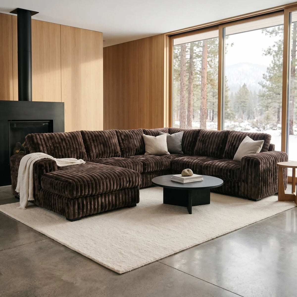 Four-Piece Chaise Sectional - Minky Mocha - hero #Orientation_Left-Hand Facing