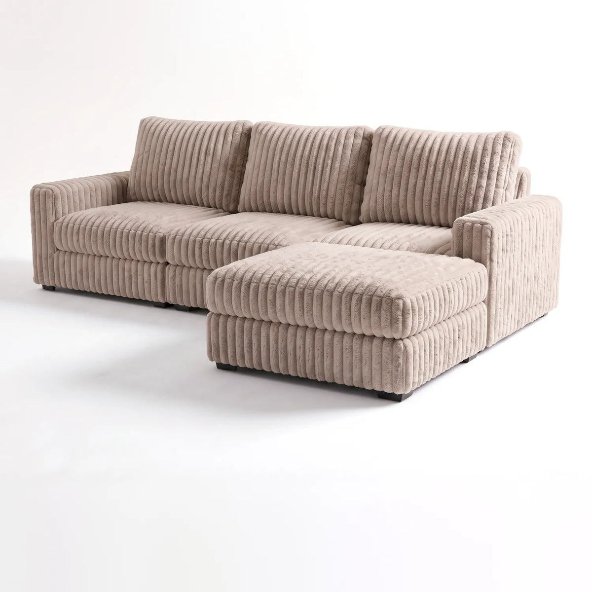 Four-Piece Chaise Sectional - Minky Toast Modular - studio photo on white (RHF arrangement) #vera_main