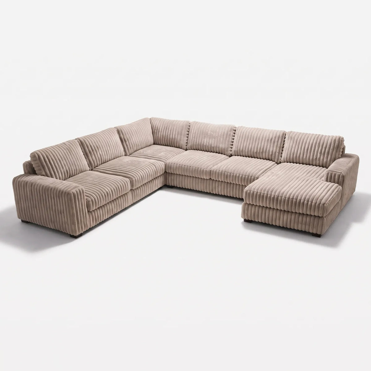 Four-Piece Chaise Sectional - Minky Toast Oversized - studio photo on white #Orientation_Right-Hand Facing #vera_main