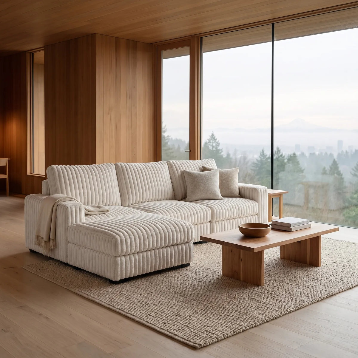 Four-Piece Chaise Sectional - Minky White Modular - hero (LHF arrangement)