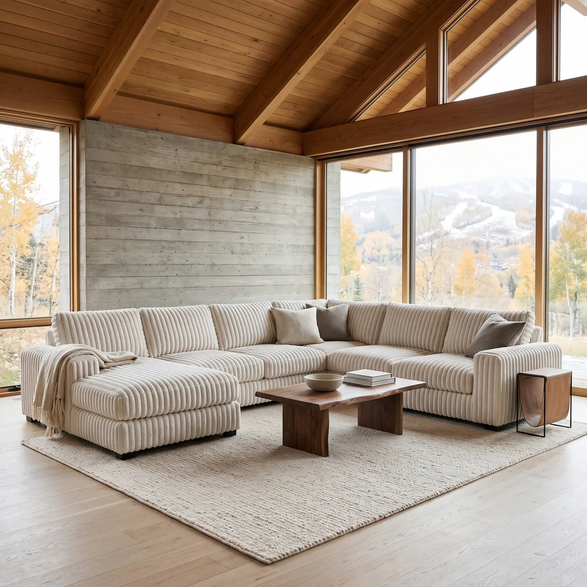 Four-Piece Chaise Sectional - Minky White Oversized - hero #Orientation_Left-Hand Facing