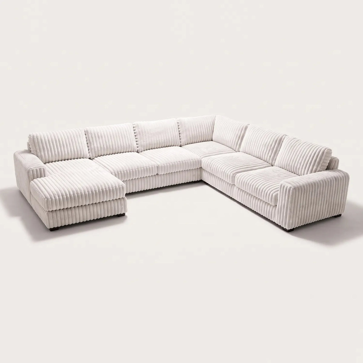 Four-Piece Chaise Sectional - Minky White Oversized - studio photo on white #Orientation_Left-Hand Facing