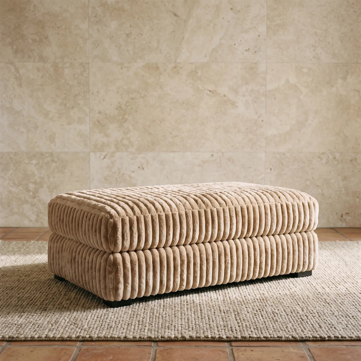 Long Ottoman - Minky Sand - hero