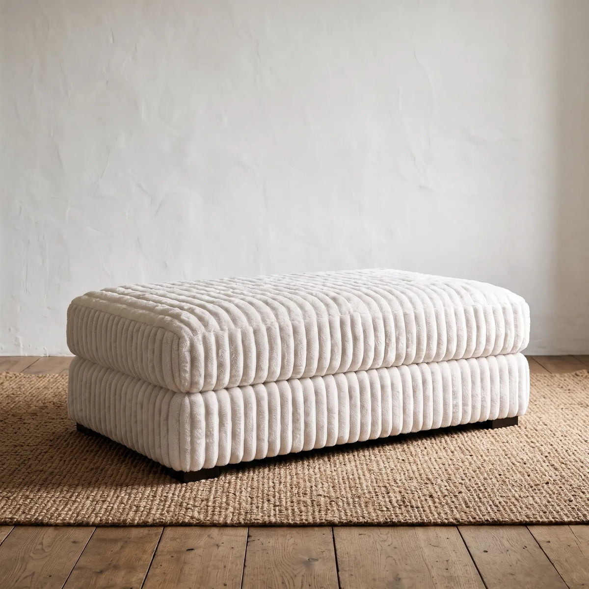 Long Ottoman - Minky White - hero