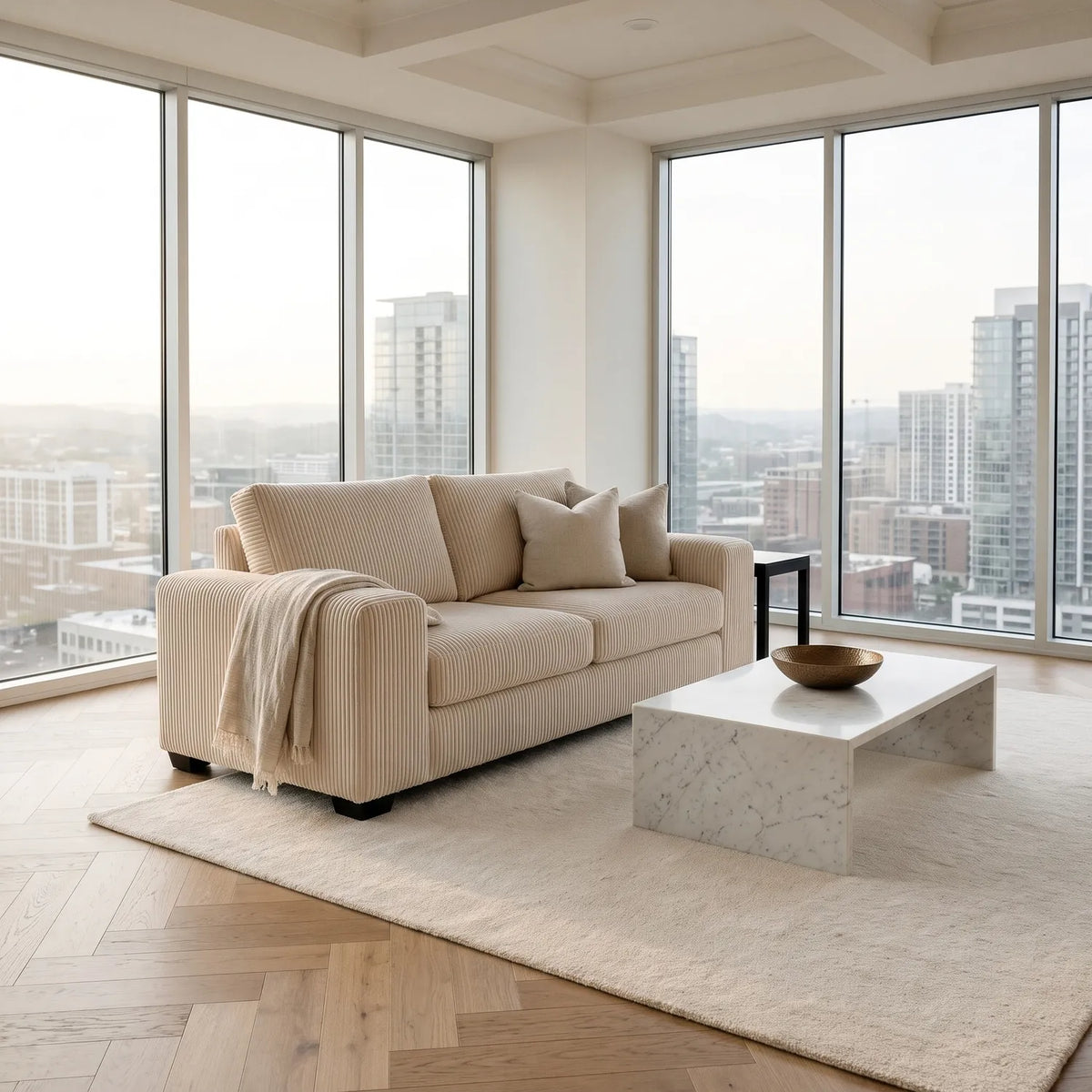 Loveseat - Mini Minky Cream - hero
