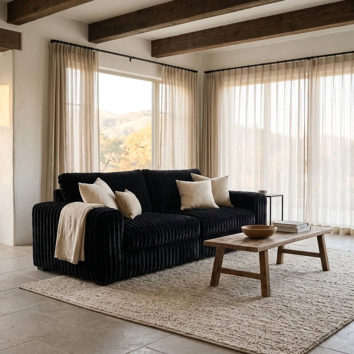 Loveseat - Minky Black - hero