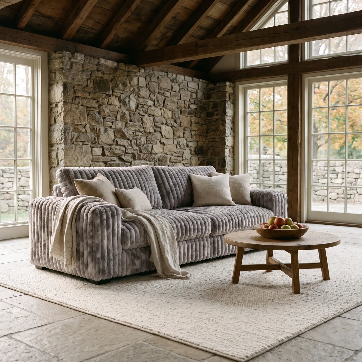 Loveseat - Minky Stone - hero