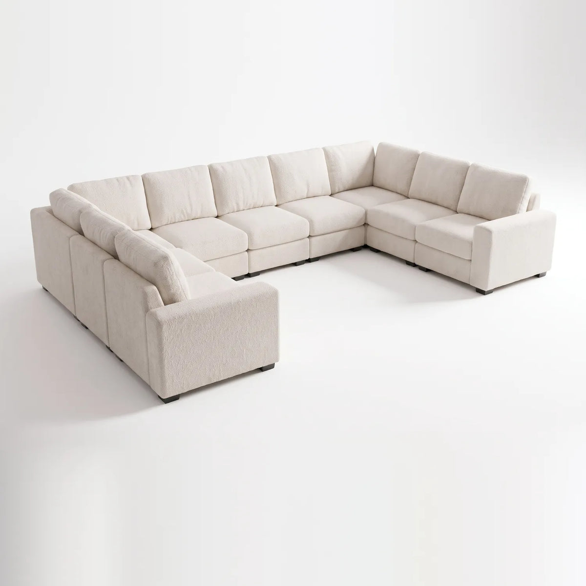 The Big U Nine Piece Sectional - Cuddle Bone Modular - studio photo on white #vera_main