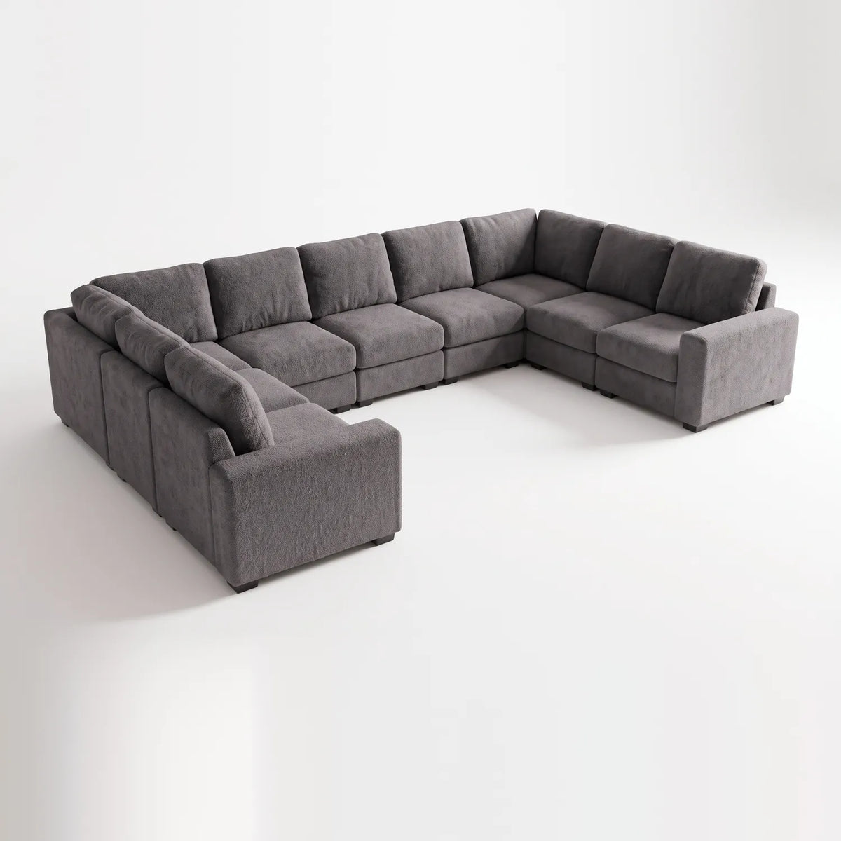 The Big U Nine Piece Sectional - Cuddle Charcoal Modular - studio photo on white #vera_main