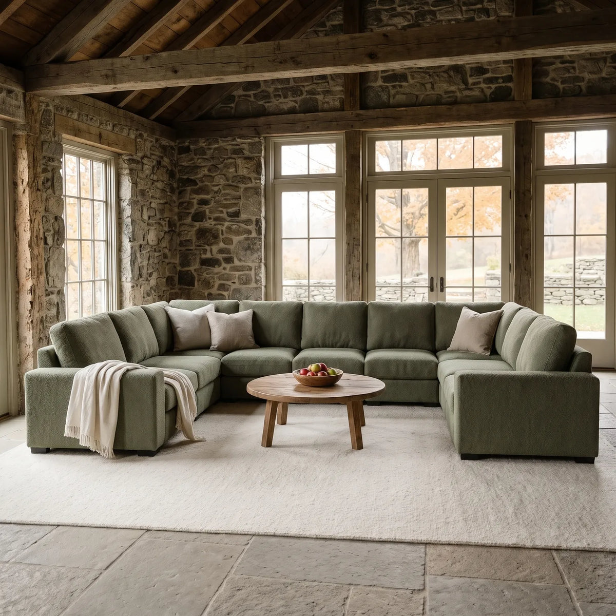 The Big U Nine Piece Sectional - Cuddle Moss Modular - hero