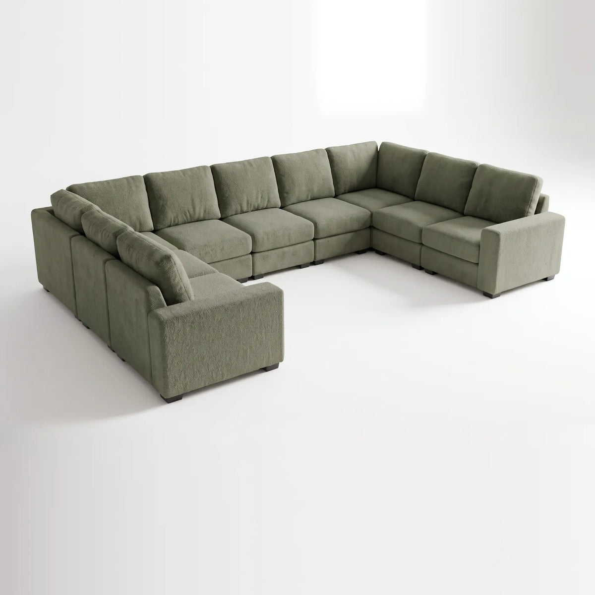 The Big U Nine Piece Sectional - Cuddle Moss Modular - studio photo on white #vera_main