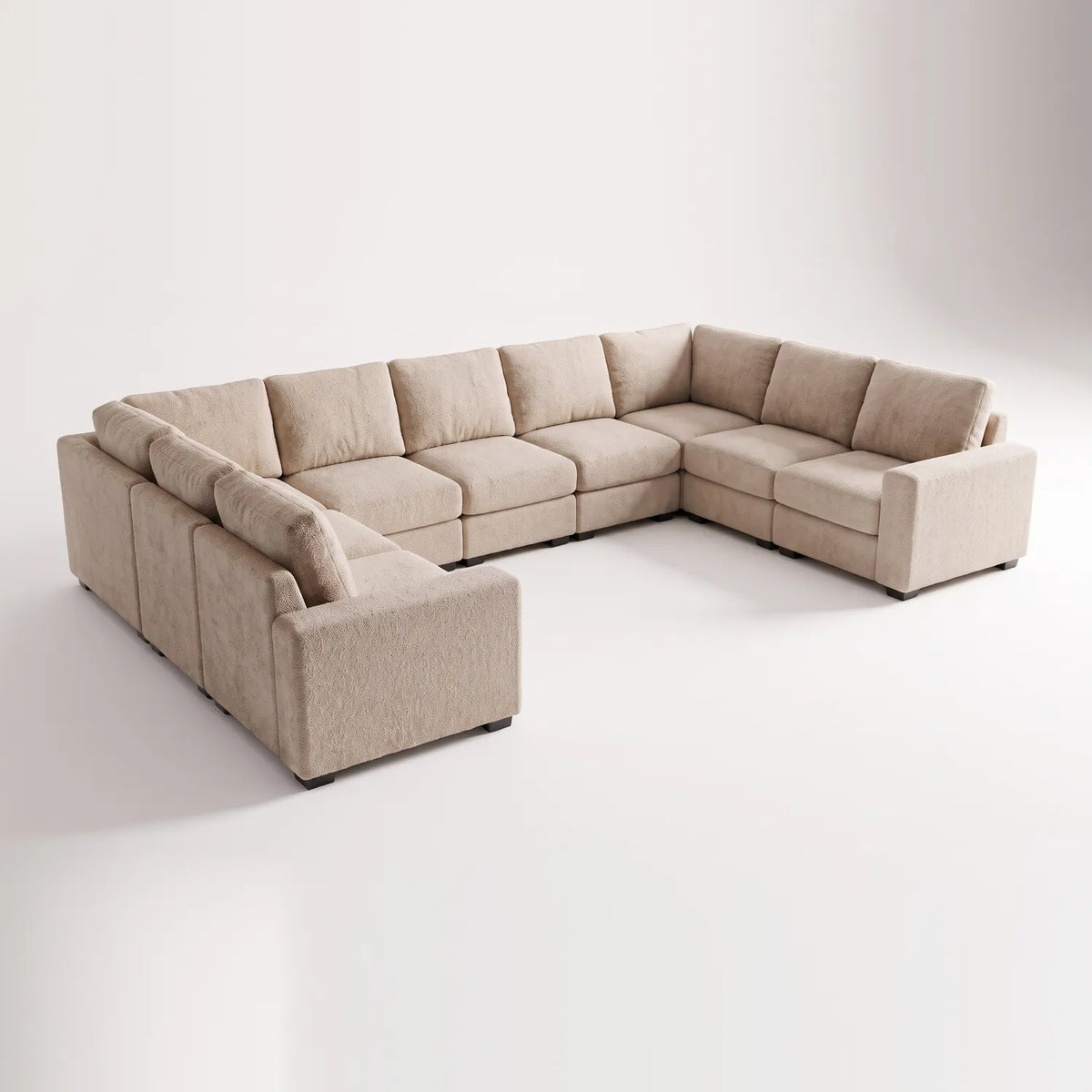 The Big U Nine Piece Sectional - Cuddle Natural Modular - studio photo on white #vera_main