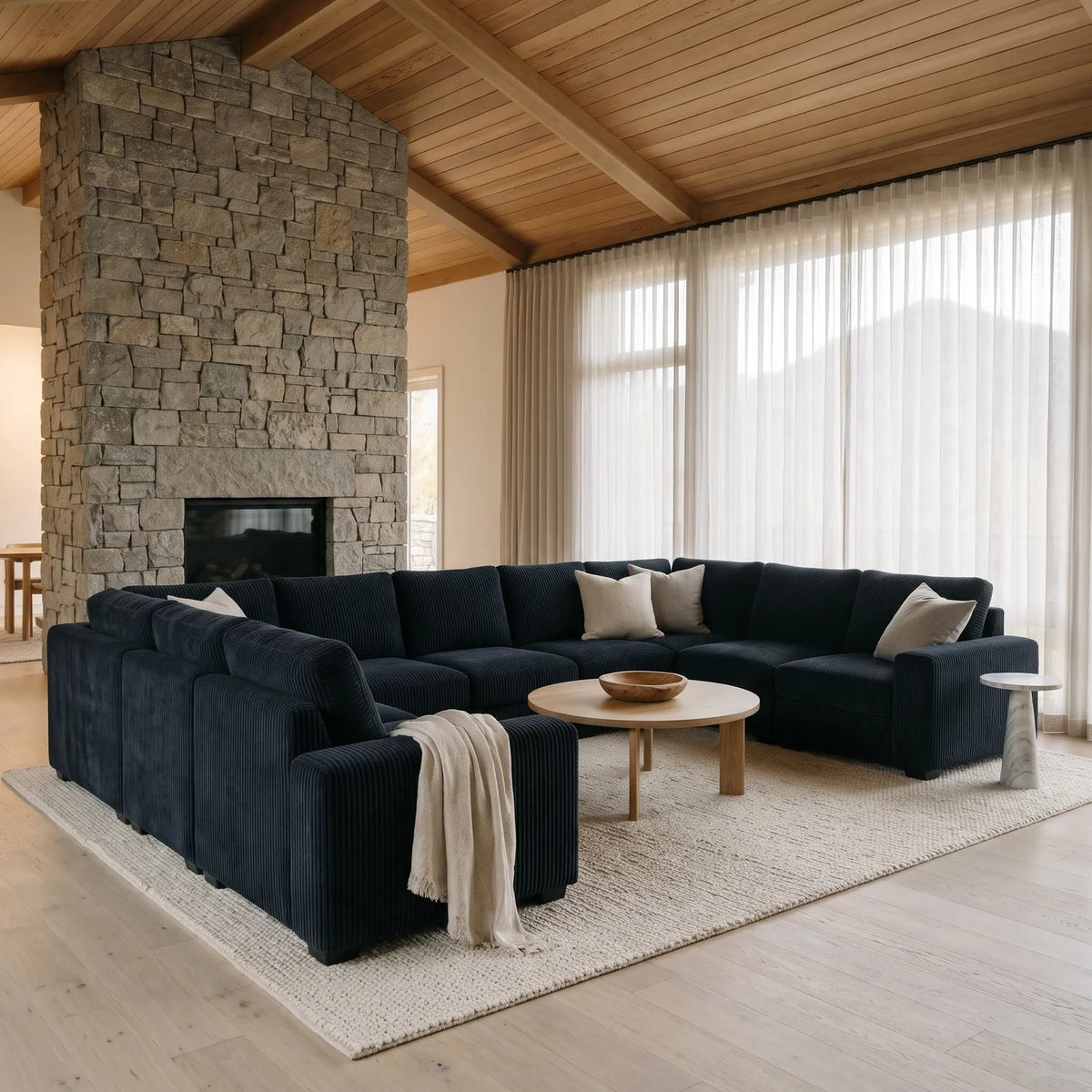 The Big U Nine Piece Sectional - Mini Minky Midnight Modular - hero