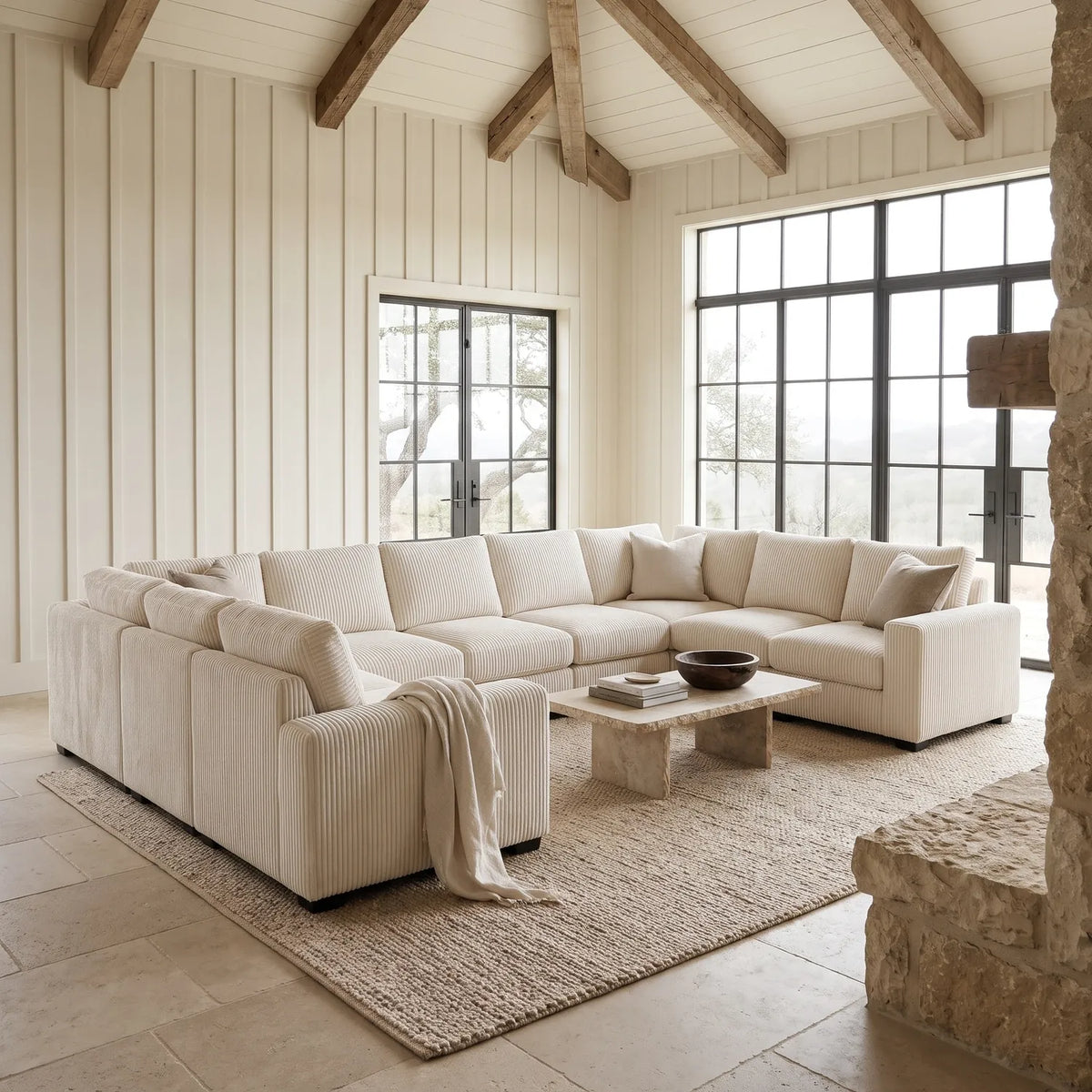 The Big U Nine Piece Sectional - Mini Minky White Modular - hero