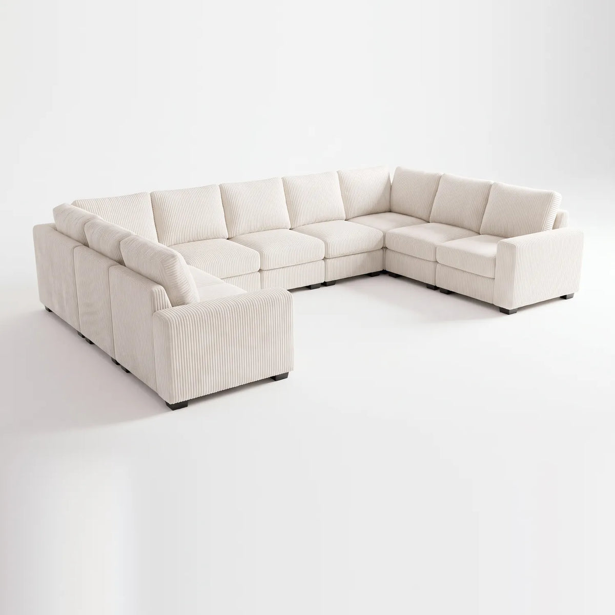 The Big U Nine Piece Sectional - Mini Minky White Modular - studio photo on white #vera_main