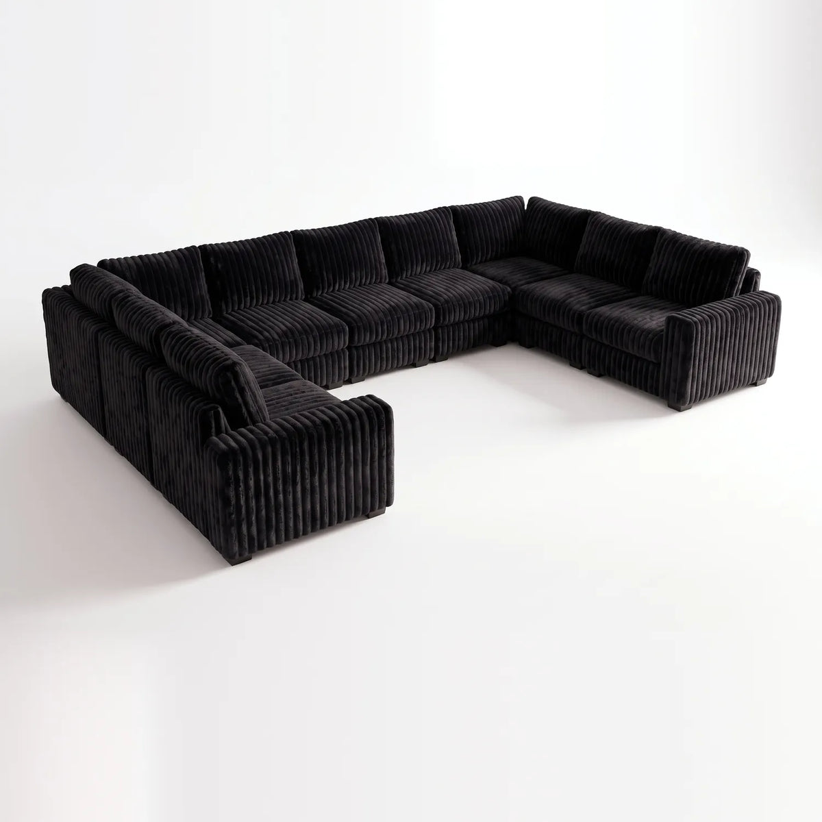 The Big U Nine Piece Sectional - Minky Black Modular - studio photo on white #vera_main