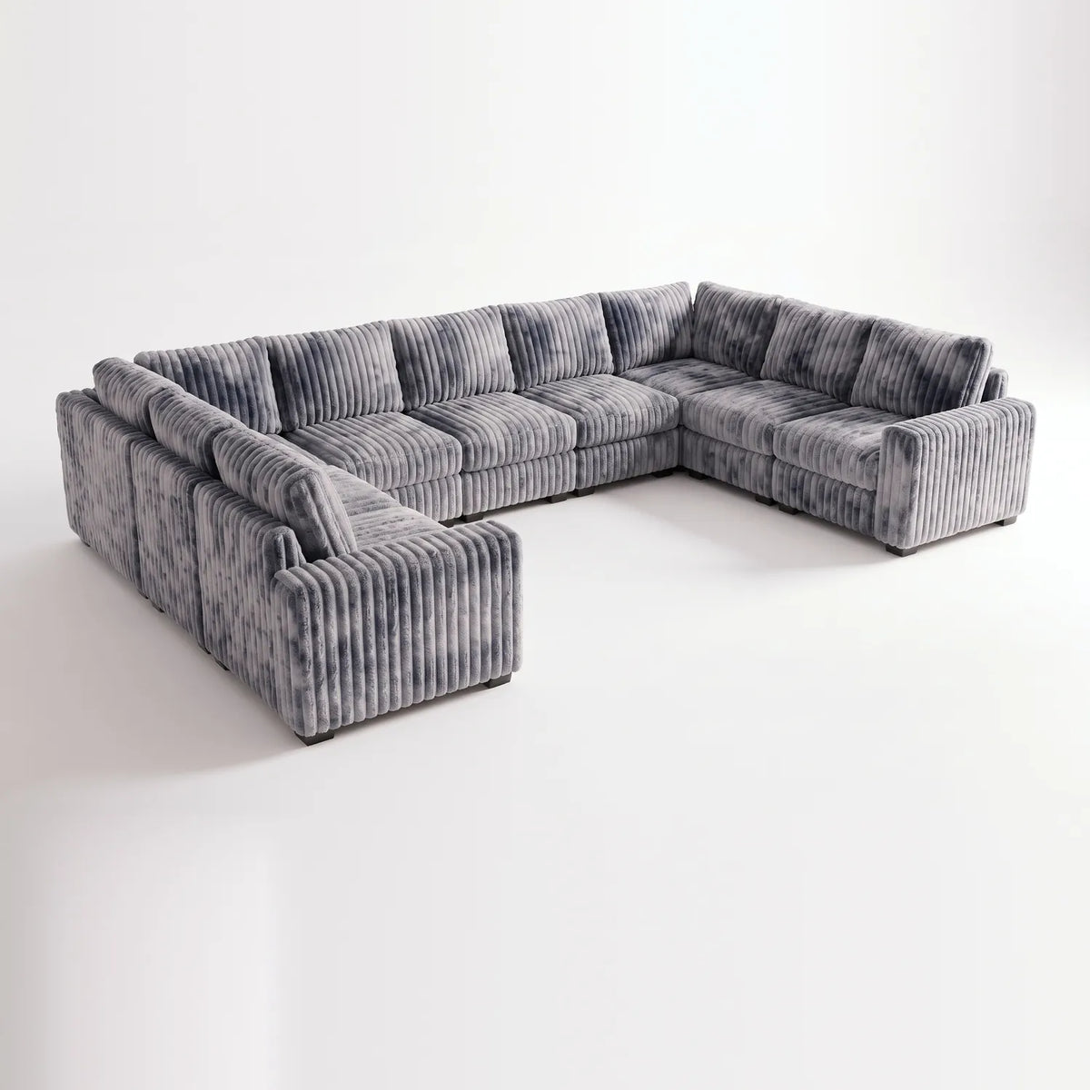 The Big U Nine Piece Sectional - Minky Charcoal Modular - studio photo on white #vera_main