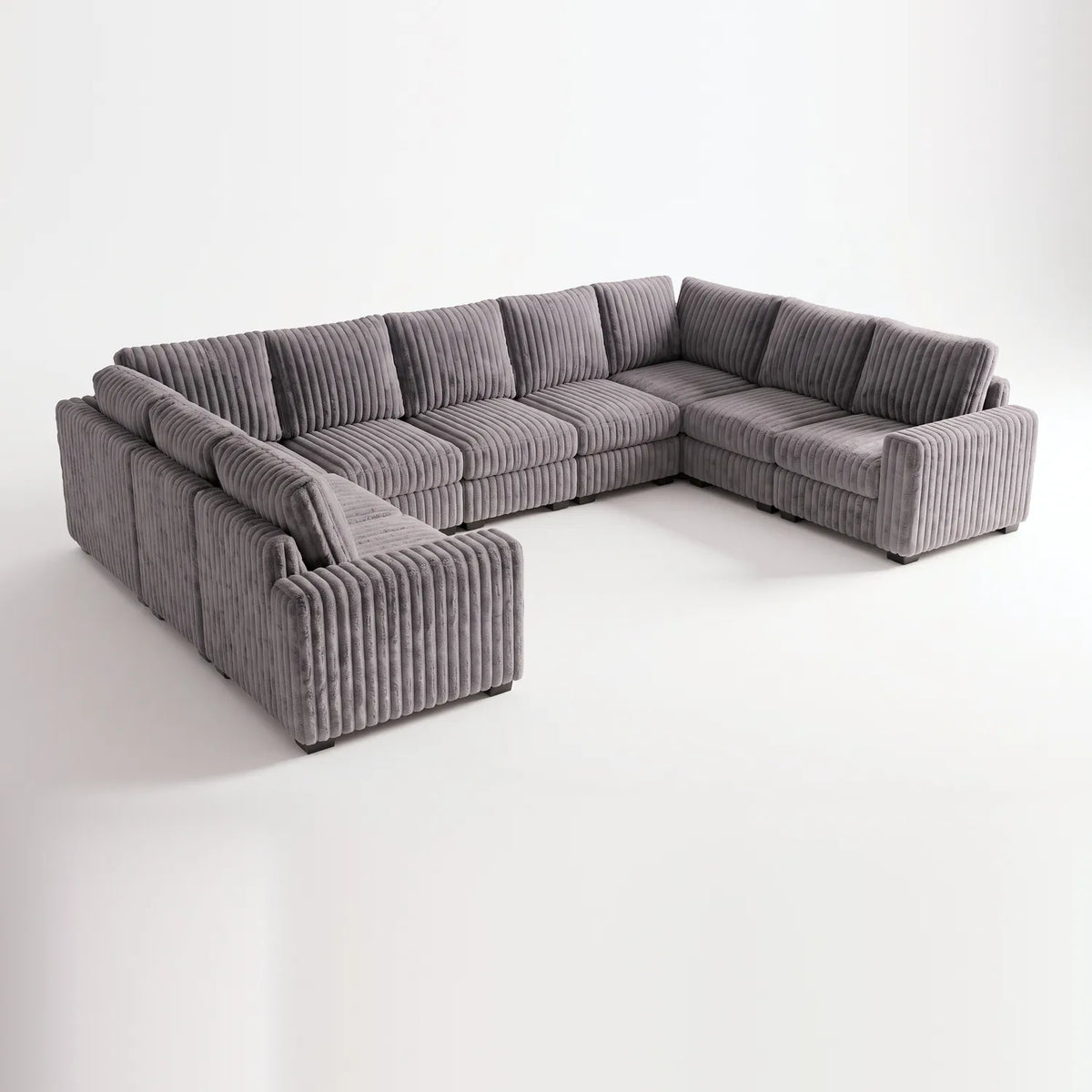 The Big U Nine Piece Sectional - Minky Grey Modular - studio photo on white #vera_main