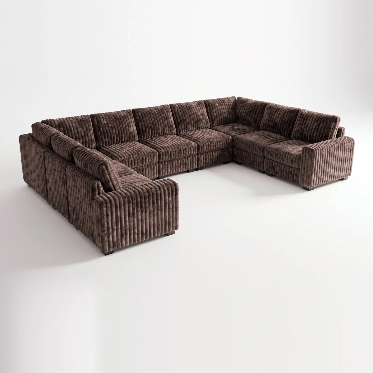 The Big U Nine Piece Sectional - Minky Mocha Modular - studio photo on white #vera_main