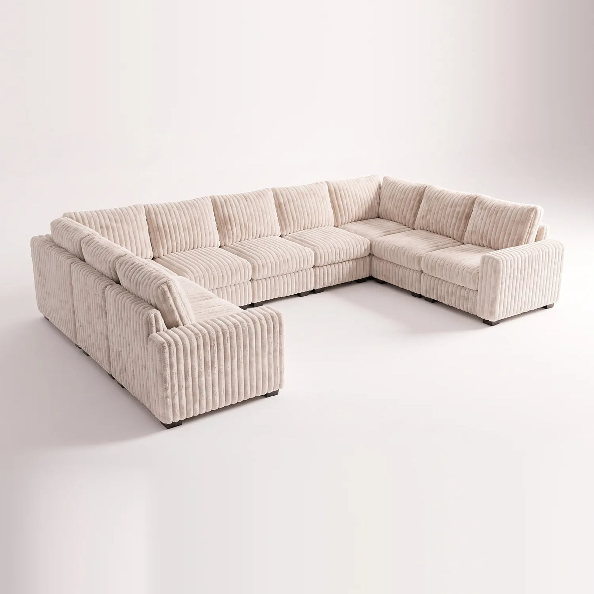 The Big U Nine Piece Sectional - Minky Sand Modular - studio photo on white #vera_main