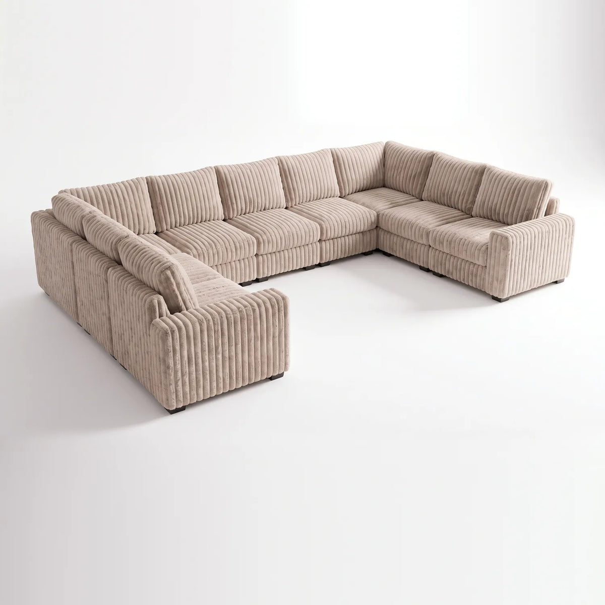 The Big U Nine Piece Sectional - Minky Toast Modular - studio photo on white #vera_main