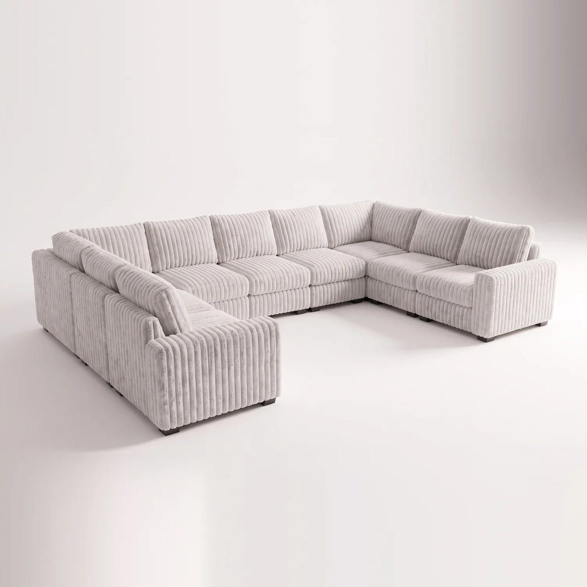 The Big U Nine Piece Sectional - Minky White Modular - studio photo on white #vera_main
