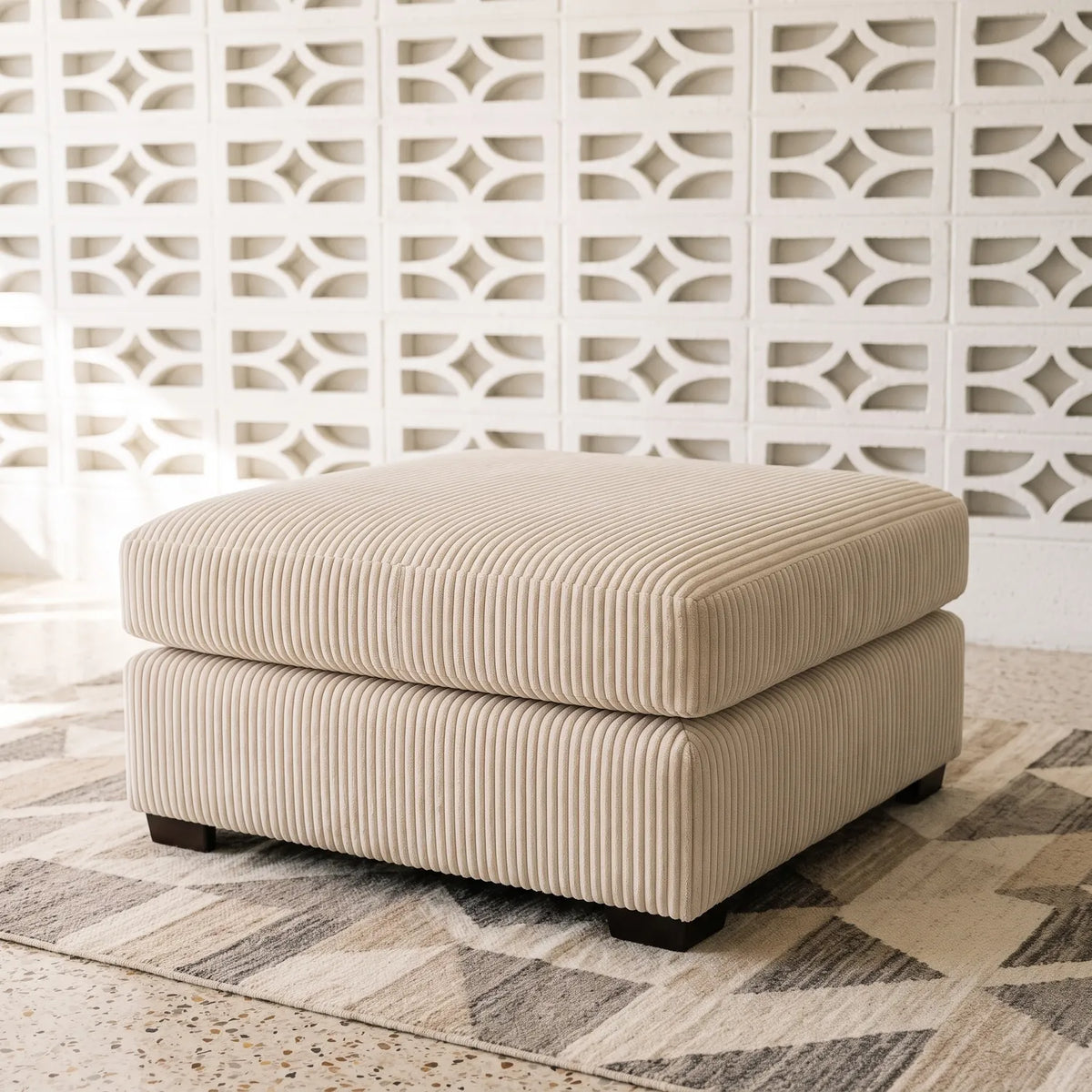 Ottoman - Mini Minky Cream Modular - hero #Size_31" × 38"