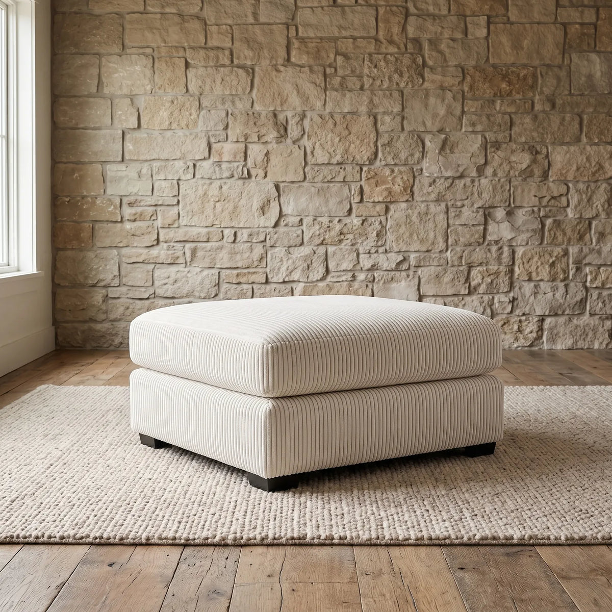 Ottoman - Mini Minky White Modular - hero #Size_31" × 38"