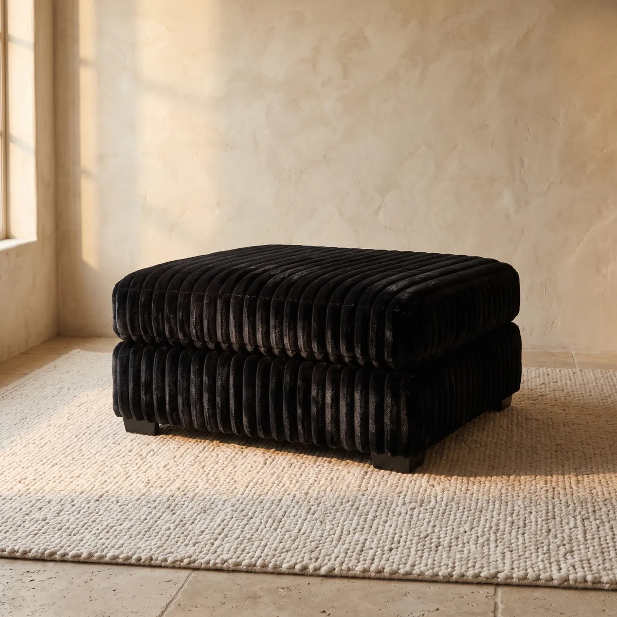 Ottoman - Minky Black Modular - hero #Size_31" × 38"
