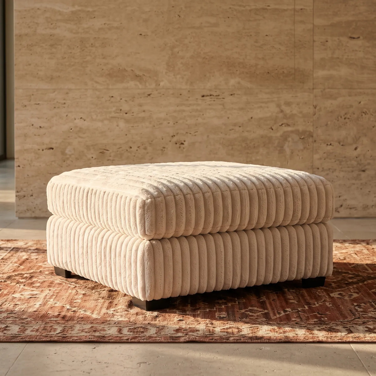 Ottoman - Minky Cream Modular - hero #Size_31" × 38"