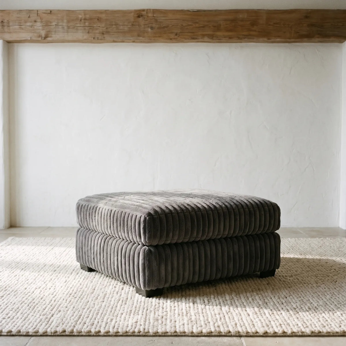 Ottoman - Minky Grey Modular - hero #Size_31" × 38"
