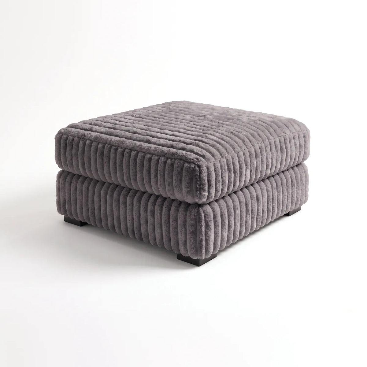 Ottoman - Minky Grey Modular - studio photo on white #Size_31" × 31"