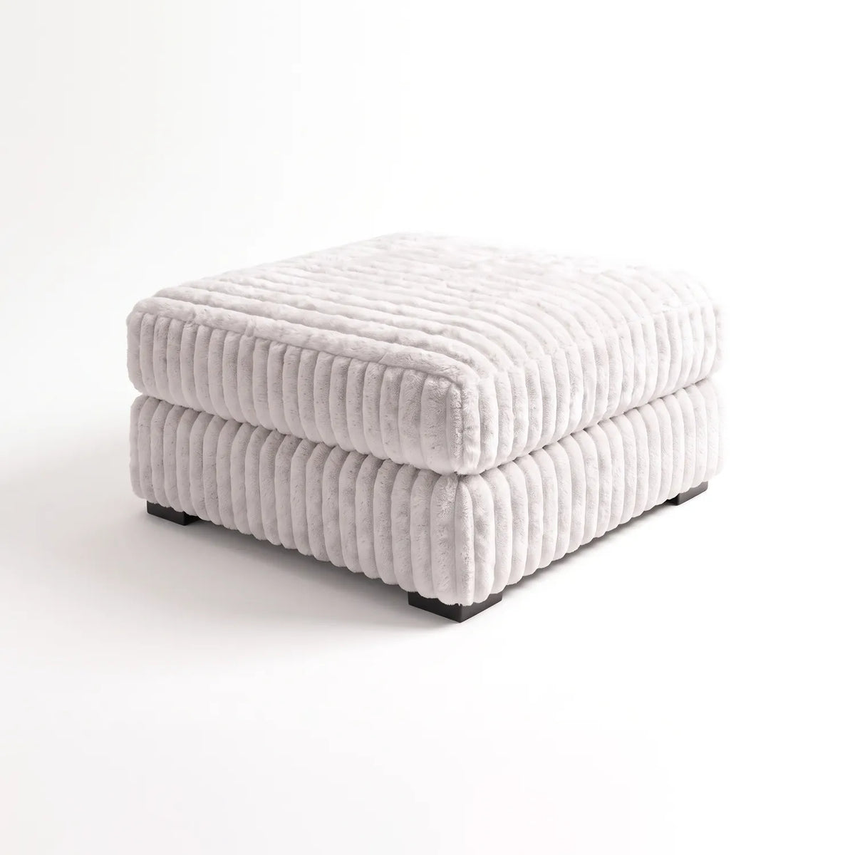 Ottoman - Minky White Modular - studio photo on white #Size_31" × 31"