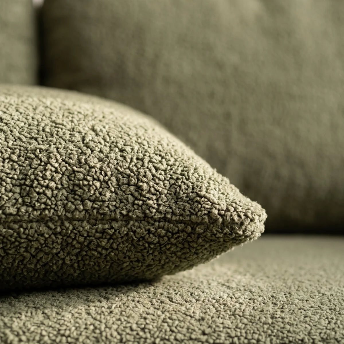 Three-Piece L-Shaped Sectional - Cuddle Moss Oversized - pillow closeup #vera_cushion