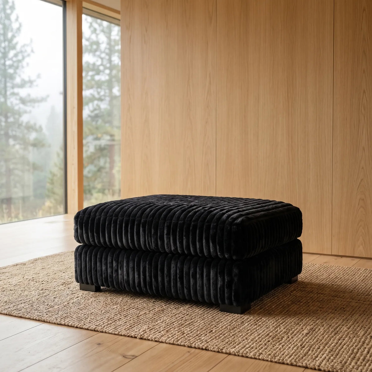 Rectangle Ottoman - Minky Black Oversized - hero
