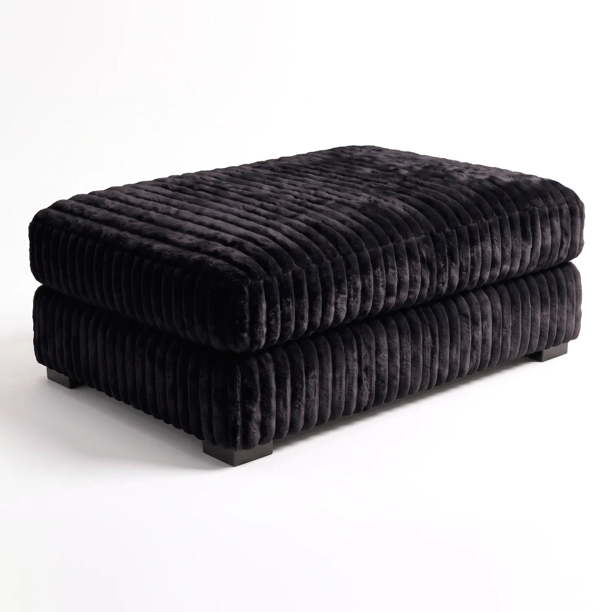 Rectangle Ottoman - Minky Black Oversized - studio photo on white #vera_main