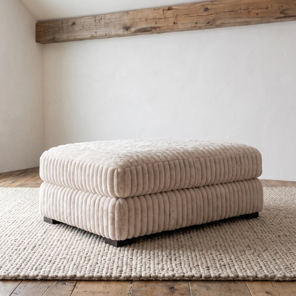 Rectangle Ottoman - Minky Cream Oversized - hero