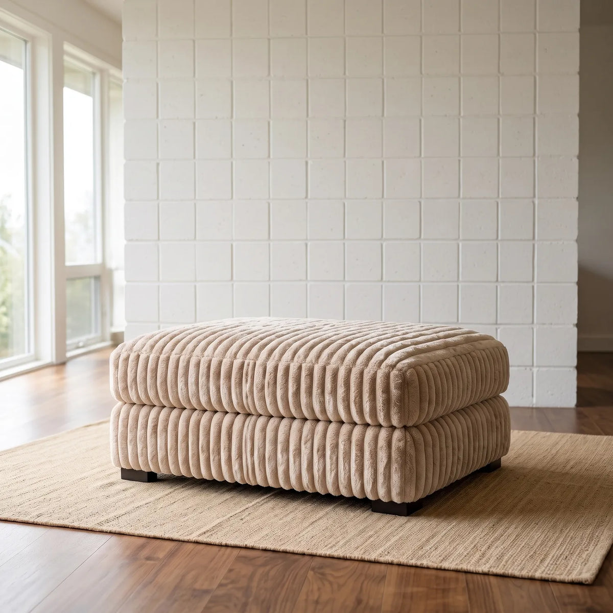 Rectangle Ottoman - Minky Sand Oversized - hero