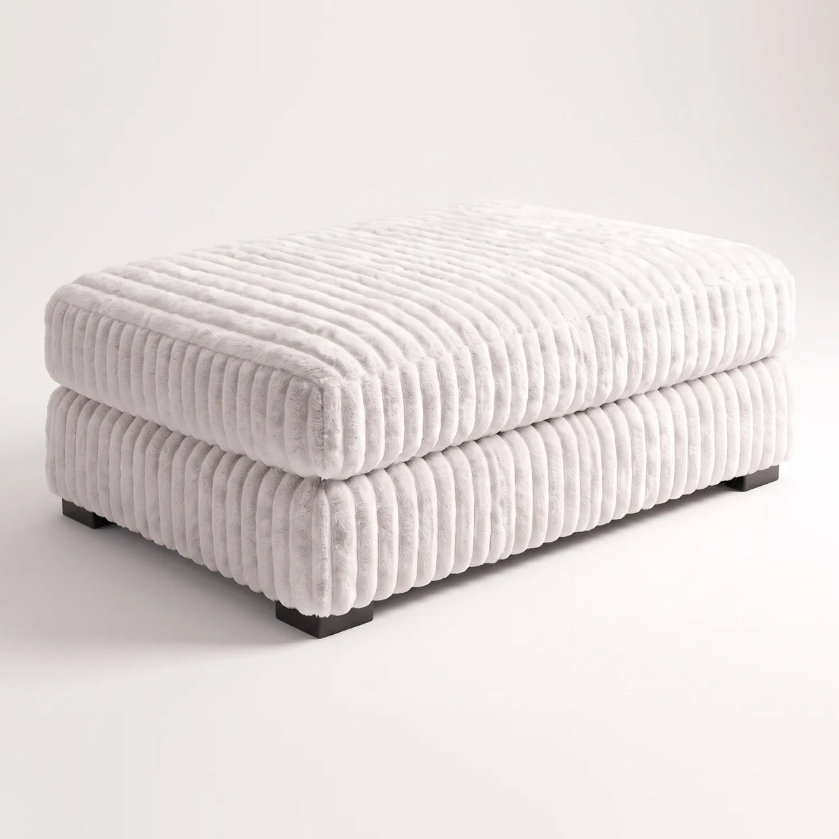 Rectangle Ottoman - Minky White Oversized - studio photo on white #vera_main