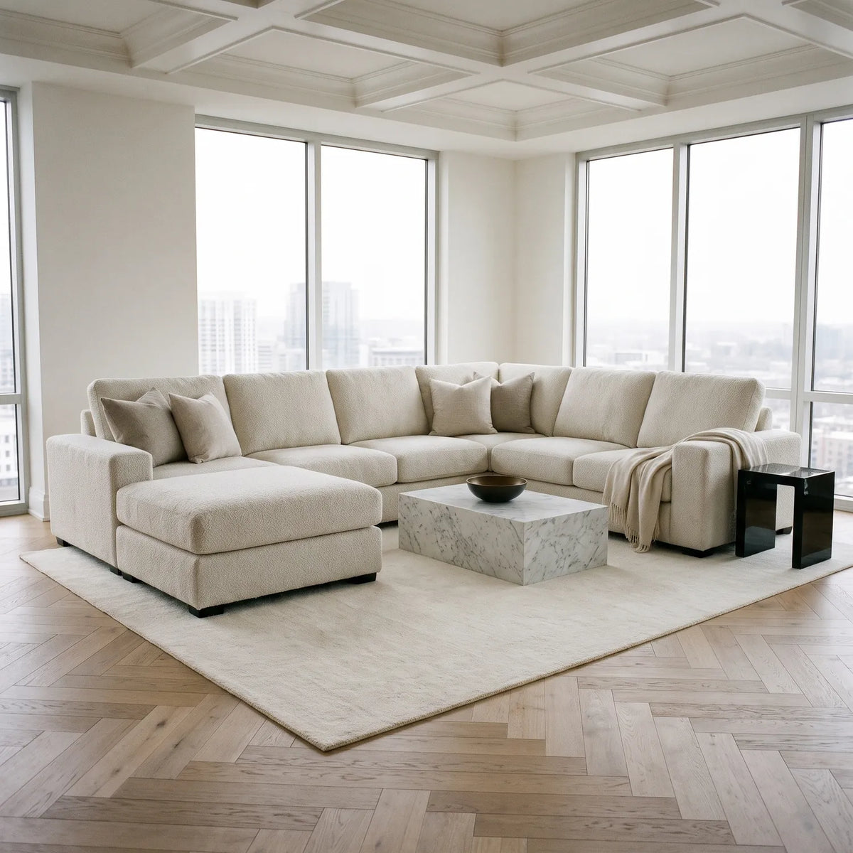 Seven-Piece Chaise Sectional - Cuddle Bone Modular - hero (LHF arrangement)
