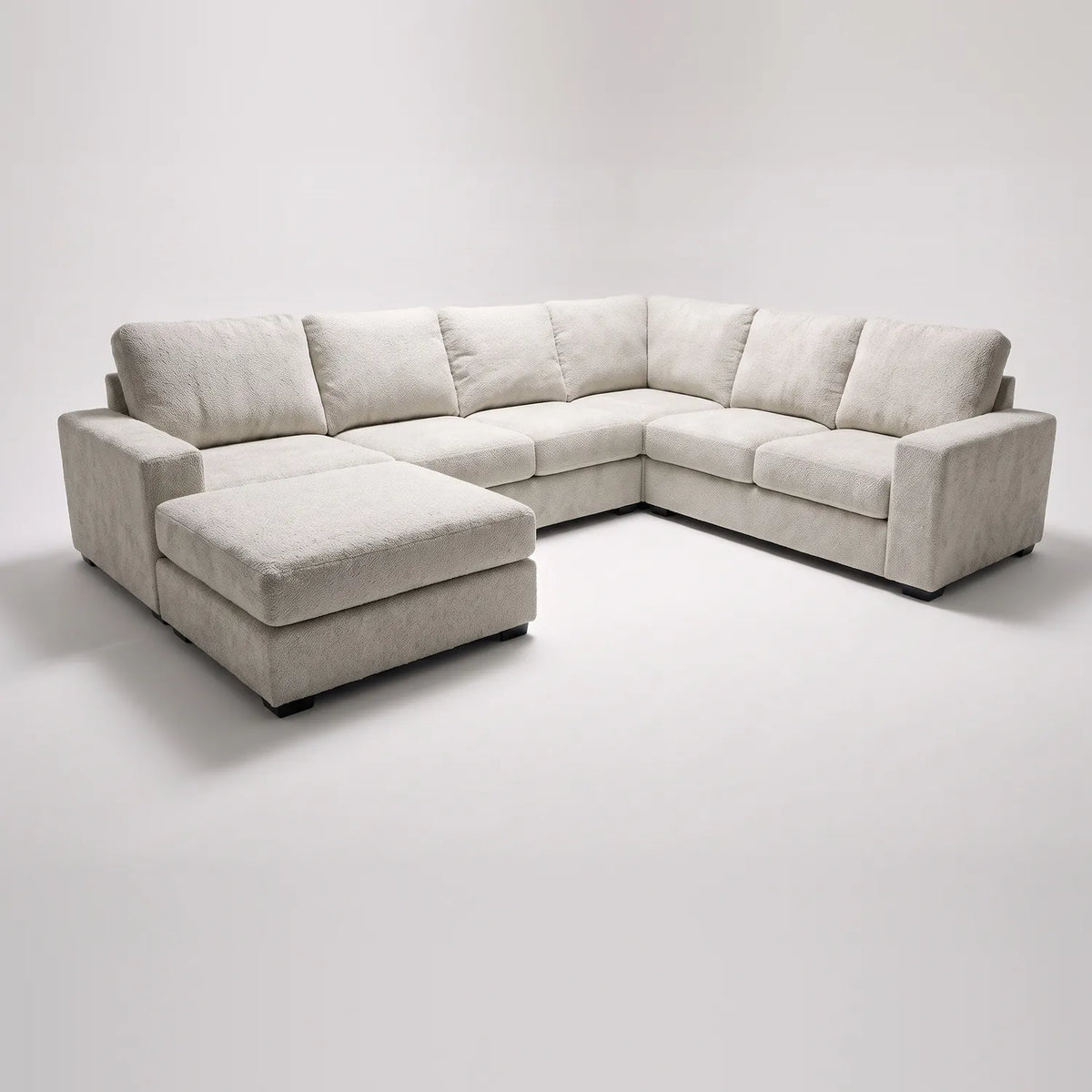 Seven-Piece Chaise Sectional - Cuddle Bone Modular - studio photo on white (LHF arrangement)