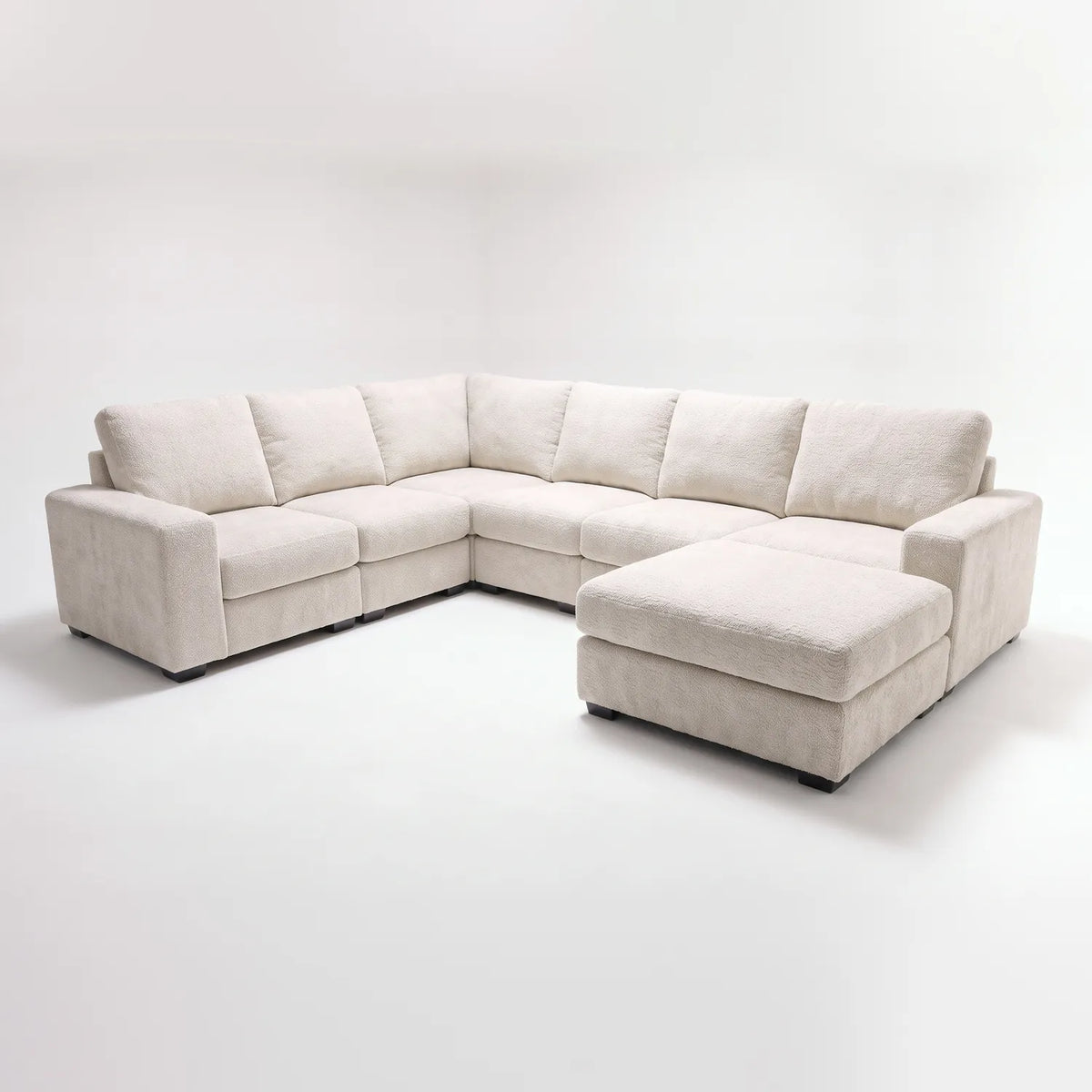 Seven-Piece Chaise Sectional - Cuddle Bone Modular - studio photo on white (RHF arrangement) #vera_main